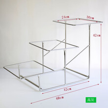 自助餐食物展示架多层三层带盖展示盘长方形不锈钢凉菜熟食托盘筱娥惠 单只三层支架(高)