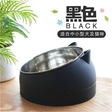 SZIVV 宠物猫猫碗狗碗狗盆不锈钢耐咬双层碗 喂食碗喝水碗猫碗猫盆护颈碗防倒防翻宠物碗宠物盆 猫咪单碗黑色