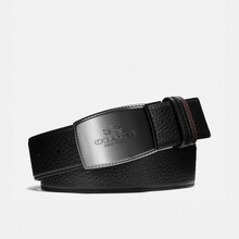 蔻驰 COACH 奢侈品 男士专柜款饰片锁缝可裁剪双面皮带黑色皮质 64089 BK MA 42