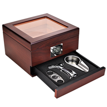 茄龙（CIGARLOONG）雪茄盒高透视窗大容量雪茄保湿盒醇香雪松木多层存放烟盒CLA-20KT2 深棕色-配三件套