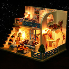 七夕情人节礼物diy小屋手工制作生日礼物女生儿童男女朋友闺蜜建筑房子模型立体拼图玩具创意礼品 海伦彼岸+防尘罩+工具胶+LED灯