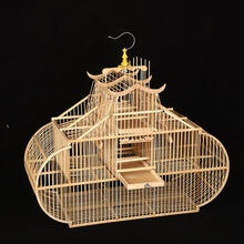 新款鸟用机关笼拍笼踏笼打笼翻滚笼竹制鸟笼抽屉自锁鸟笼 大号滚笼