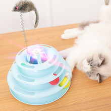 迪普尔 猫玩具四层猫转盘【贈逗猫棒】猫咪用品逗猫自嗨轨道球神器小猫幼猫乐园