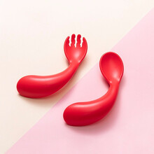 comotomo 适用于可么多么奶瓶配件 手柄吸管重力球变饮水杯学饮杯把手宝宝加硅胶奶嘴配件 歪把叉勺套装