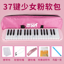 口风琴37键 口风琴37键32键小学生用初学者课堂口风琴幼儿童演奏吹管乐器 【初级】【粉37键软包】教材+吹管+鸟笛