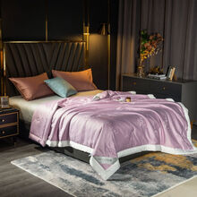 恒源祥家纺 空调被夏凉被莫代尔提花大豆纤维被养肤夏被可水洗双人2.0m冰丝夏季单人薄款1.5米 梦幻紫 200*230cm