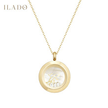 法国进口品牌ilado意拉哆孕产妇纪念品女项链幸运年轮系胎毛吊坠纪念品 18K黄金幸运年轮-2字母1诞生石1长生树