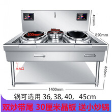 商用大功率双头电磁猛火灶炉凹面三相电厨房设备15kw双眼电炒锅 聚力(J)专卖 双炒单尾300晶版含小炒锅 15000W