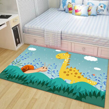儿童房地毯宝宝爬行垫可爱卡通地毯ℂℂ℘男孩卧室房间满铺床边毯定制榻榻米长方形 子雄-浅蓝蜗牛恐龙 定制/一平米