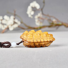 五聚 黑檀木雕富甲天下龟壳手把件绿檀木富甲一方实木手把玩件男女随身 绿檀款