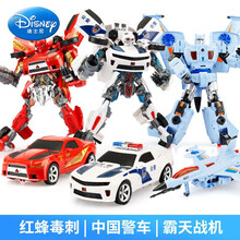 迪士尼商店同款变形玩具金刚儿童超大警车汽车飞机变身机器人大型男孩套装3一4岁 中国警车+红蜂战神+霸天战机