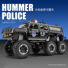 声光回力六轮悍马特警车1\/32合金车模大轮特警越野车儿童玩具车男孩生日礼物 大轮悍马特警车（7开门避震）黑色