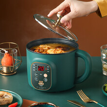 米栗熊多功能电煮锅智能迷你小功率宿舍电煎锅电煮锅学生电炒锅 智能预约复古绿单锅（可预约煮饭）
