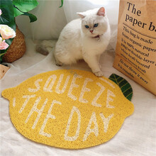 可爱水果猫砂垫草莓柠檬香蕉桃子猫咪垫子猫砂盆猫厕所防外溅 柠檬猫砂垫现货