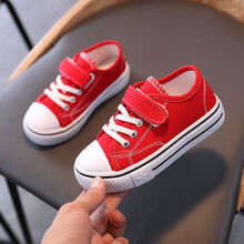Disney/迪士尼同款【极】儿童鞋帆布鞋女童鞋春季新款小白鞋男童鞋子学生板鞋 红色【210帆布鞋】 27码/内长16.5cm