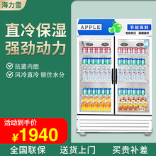 海力雪 展示柜冷藏 饮料展示柜家用 商用冷藏柜冰柜双门 冷柜展示柜单门立式冷柜 直冷600L铜管双门柜