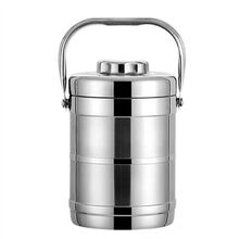 【配袋】双层不锈钢保温饭盒保温饭桶大容量提锅上班族便当盒 1.4L【直型  配餐具套装】