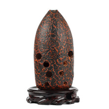 踏古陶埙10孔十孔宽音域超吹低音咪到高音咪高3埙笔筒双腔红陶专业演奏陶埙 F调  石头纹（推荐左起西安指法）