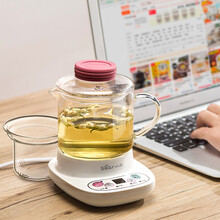 小熊（Bear）养生壶热牛奶器电热杯加热杯垫煮花茶烧水壶恒温水杯保温茶座配玻璃滤网 0.4升 带玻璃滤网