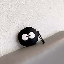 适用于适用airpods硅胶保护套苹果无线蓝牙耳机一代二代卡通ins煤球精灵 (耳机保护套)小煤球