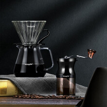 Mongdio手冲咖啡壶套装 玻璃过滤杯V60滴漏分享壶 滤杯+分享壶+磨豆机