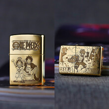 Zippo打火机纯铜动漫双面精雕海贼王路飞纪念 路飞