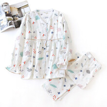 十月结晶同款 纯棉纱布月子服女夏季超薄款产后哺乳大码莫代尔棉麻吸汗孕妇睡衣 BX-白色秋叶月子服V领 M