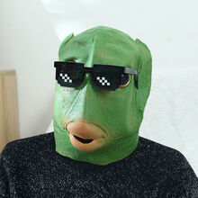 姒桀 鱼头套 绿鱼头套抖音同款无异味乳胶玩具万圣节搞笑鱼头面具网红奔波霸儿 抖音超帅墨镜一副(只要一副墨镜)