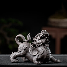 茶宠可养 紫砂貔貅精品手工个性茶玩茶道茶具配件茶桌摆件 飞天貔貅-公