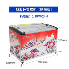 冰柜商用大容量超市冷冻冰箱展示柜卧式保鲜雪糕柜冰糕柜冰棍柜 388雪糕柜贴画版【铜管新宽带价格条】