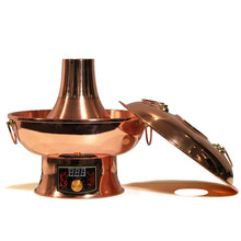 郭一元 铜火锅纯紫铜加厚电炭两用 木炭火锅锅具 电火锅家用 多功能锅 插电木碳纯铜锅老北京涮羊肉 32cm数显鸳鸯锅（插电式标准烟囱）6人以下