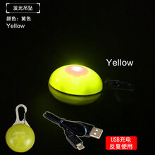 宠物LED宠物挂饰挂牌吊牌 泰迪狗狗夜光吊坠 荧光饰品 黄色吊坠--充电款 S-小型