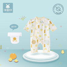 aqpa新生儿和尚服薄款婴儿长袖夏季连体衣萌趣空调服宝宝绑带哈衣 白底小黄鸡 52cm