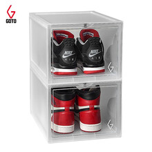 GOTO鞋盒AJ鞋子收纳盒高邦透明展示墙磁吸防氧化亚克力鞋盒 B款白色2只装