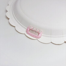 vieruodis 新款手工迷你碎毛宠物BB夹泰迪约克夏马尔济斯头饰狗狗小夹子饰品 A776粉色珍珠 2.8CM