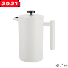 304不锈钢哑黑色双层法压壶家用滤压咖啡壶法式冲茶器 1000ML白色