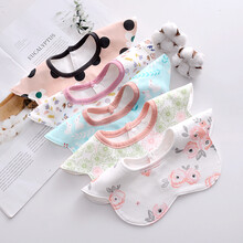 婴儿围嘴纯棉防水360度旋转口水巾新生男女宝宝夏季薄款围兜围脖 【5条装】 F组 均码