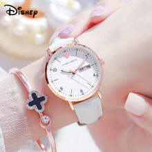迪士尼手表学生初高中女简约气质风星空防水女孩手表时尚潮流 皎月白日历款