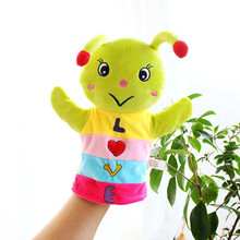指偶玩具 卡通动物手偶毛绒玩具手套娃娃幼儿园表演讲故事套手指偶公仔 荧光绿 手偶：毛毛虫