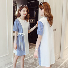 LYLX 孕妇连衣裙 新款夏季时尚短袖上衣拼接潮妈中长款宽松连衣裙 图片色 XXL