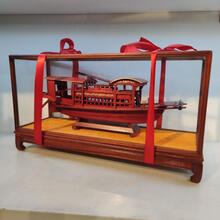 【七夕礼物】嘉兴红船模型 纪念品南湖红船模型嘉兴红船手工艺木船纪念船木船迷你船模型礼品 49型红木玻璃罩