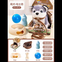 儿童玩具狗狗会走路会叫毛绒电动小狗玩具仿真宠物狗男女孩子 大号哈士奇犬套装+喂养套装 电池版