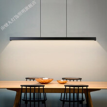 餐吊灯极简吊灯现代简约餐厅餐桌吧台灯办公室创意长条设计师LED灯 1.2米+黑色+【无极调光】