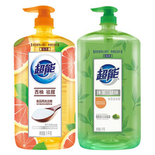 超能洗洁精1千克*2瓶西柚袪腥柠檬护手食品级洗果蔬抹茶去油快 1千克（西柚+抹茶）