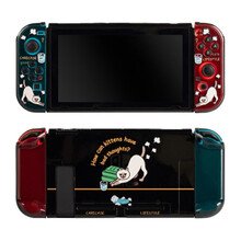 速设圣诞小怪兽任天堂switch保护壳纤薄保护壳NS硬壳透黑透明收纳包盒保护套防摔手拿包 放屁猫咪【透黑】