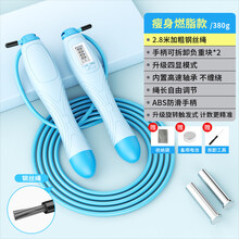 儿童跳绳 4-12岁计数无绳跳绳健身运动燃脂成人负重款重力无线球绳子 蓝380g-钢丝绳/计数准-可拆负重