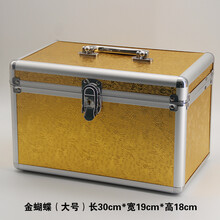 茹诗妮 铝合金足浴纹绣美甲美容化妆修脚店足疗技师上钟手提式采耳工具箱 金色大号