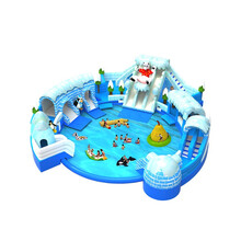 水上乐园充气城堡设备大型移动充气游泳池支架泳池儿童成人户外滑梯厂家 冰雪世界20*20*5.8m