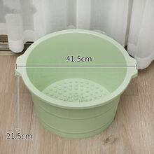 养生足浴盆加高洗脚盆冬季女加大按摩足浴盆塑料泡脚桶家用泡脚盆 泡脚桶绿色常规凸点圆珠款式