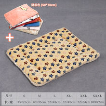 【店铺推荐】宠物双面毯子宠物垫猫垫子毯子秋冬款宠物窝狗窝猫窝大小型犬床垫 卡其小星+毯子(四季厚垫-老客) M 40*35cm